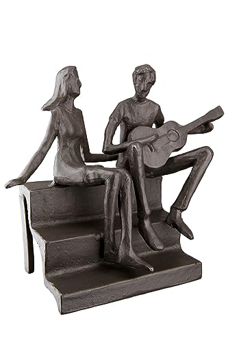 Casablanca Deko Design Skulptur Figur Pärchen Gitarrenspieler - aus brüniertem Eisen - Geschenk Hochzeit Weihnachten - Farbe: Braun - 15 x 14 cm von Casablanca modernes Design