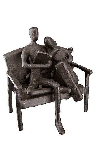 Casablanca Deko Design Skulptur Figur Pärchen auf Bank - aus brüniertem Eisen - Geschenk Hochzeit Weihnachten - Farbe: Braun - 10 x 11,5 cm von Casablanca modernes Design