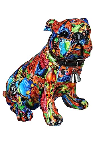 Casablanca Deko Figur Mops sitzend - Moderne Tierfigur Sculptur im Street Art Graffiti Design - Dekoration im Innenbereich - Mehrfarbig Höhe 23 cm von Casablanca modernes Design