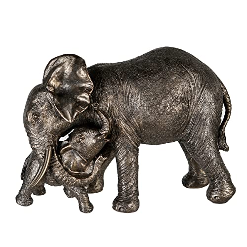 Casablanca Deko Figur Skulptur - Elefant Zambezi mit Jungem - grau/Gold - 29 x 21 cm von Casablanca modernes Design