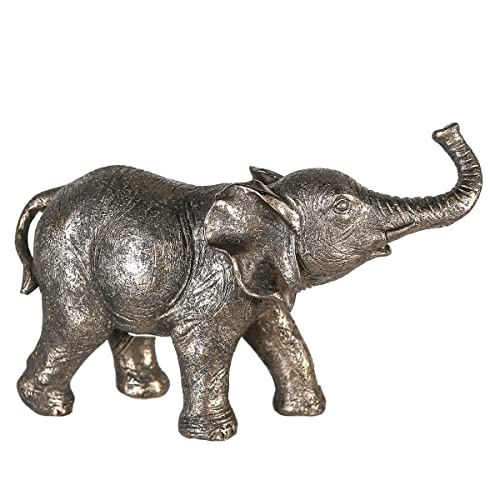 Casablanca Deko Figur Skulptur Elefant mit langem Rüssel - grau Gold - Wohnzimmer Dekoration Afrikanisch - 13x19 cm von Casablanca modernes Design