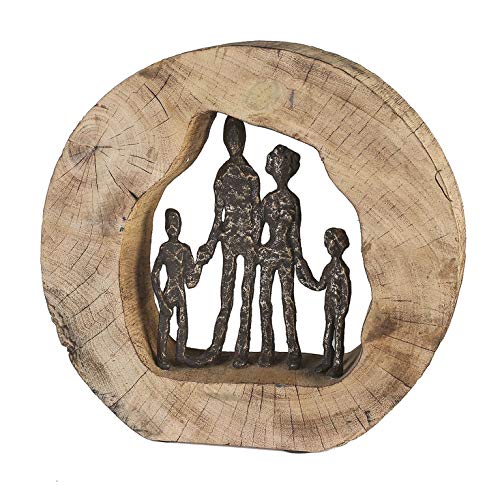 Casablanca Deko Figur Skulptur Familie Glück Liebe - Familienskulptur aus Holz Aluminium mit Spruchanhänger - Dekoration Wohnzimmer Geschenenk Geburtstagsgeschenk - Höhe 28 cm von Casablanca modernes Design