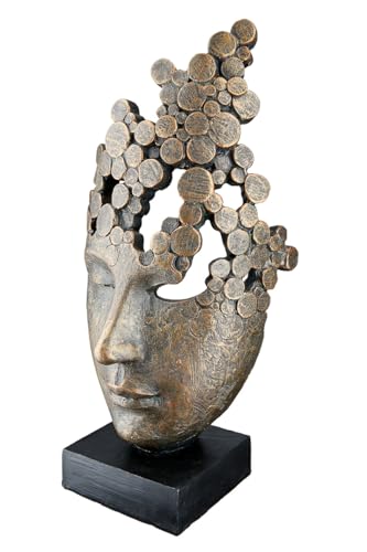 Casablanca Deko Figur Skulptur Frauen Gesicht Maske - Dekofigur Gesichtsmaske aus Kunstharz Farbe: Bronze - Dekoration Geschenk Geburtstag Höhe 31,5 cm von Casablanca modernes Design