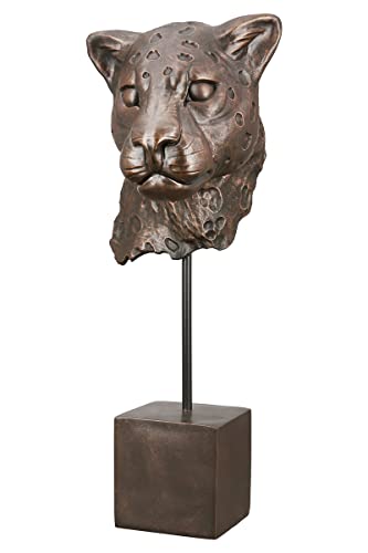 Casablanca Deko Figur Skulptur Leopard Kopf auf Sockel XL - 3D Tierkopf Statue aus Kunstharz - Farbe: Bronze Höhe 46 cm von Casablanca modernes Design