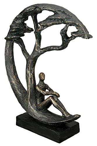 Casablanca Deko Figur Skulptur aus Kunstharz - Träumer Traum - mit Spruchanhänger - Dekoratin Innenbereich -Farbe: Bronze - Höhe 32 cm von Casablanca modernes Design
