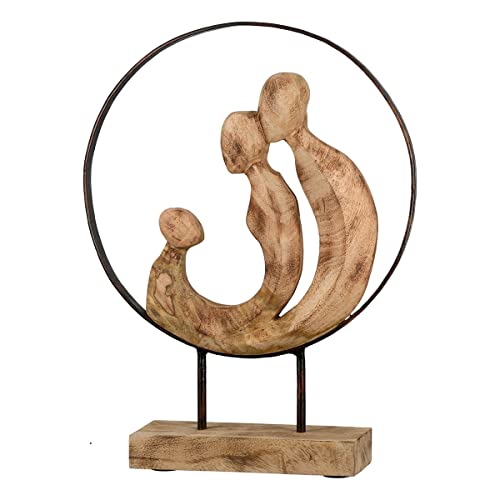 Casablanca Deko Skulptur Familie - Vater Mutter Kind - Mangoholz/Metall naturbelassen - handgefertigt - Höhe 41 cm von Casablanca modernes Design
