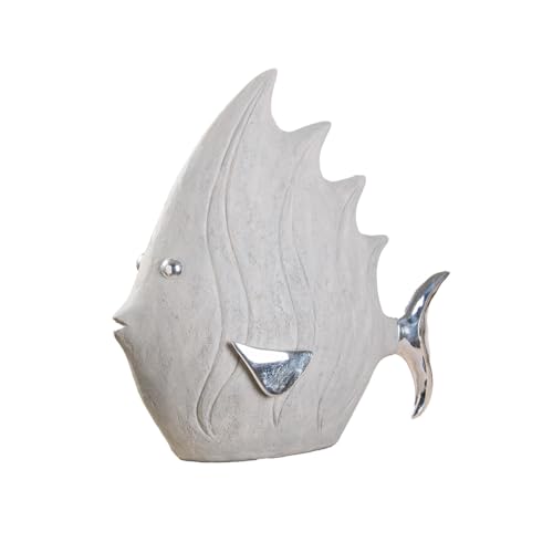 Casablanca Deko Tier Figur Fisch in Stein Optik - aus Kunstharz - Maritime Deko Badezimmer Gäste WC - Farben: Grau Silber - 32 x 35 cm von Casablanca modernes Design