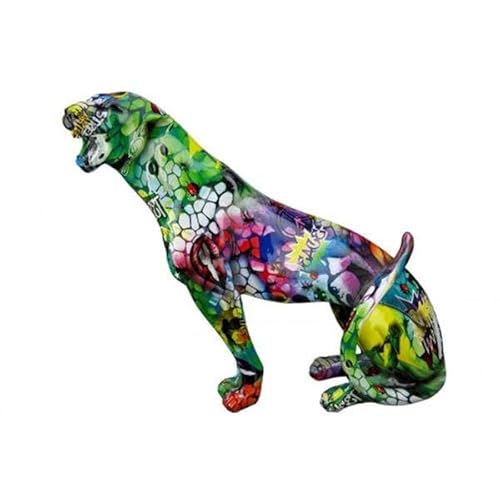 Casablanca Deko Tierfigur Gepard Wildkatze - aus Kunstharz im Streetart Design - Deko Wohnzimmer - Farbe: Mehrfarbig, Höhe 28 cm von Casablanca modernes Design