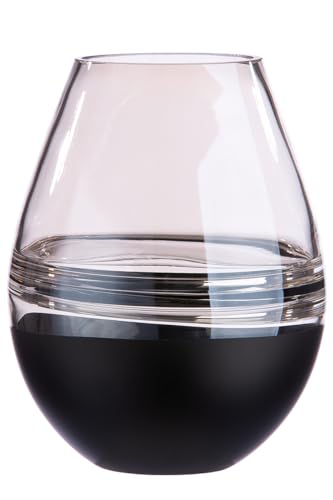 Casablanca Deko Vase Glasvase - Windlicht aus Glas - Deko Wohnzimmer - Farben: Anthrazit Silber - Höhe 23 cm von Casablanca modernes Design