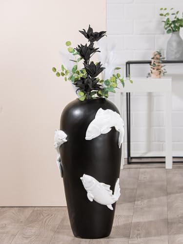 Casablanca Deko Vase groß Bodenvase - Vase XXL mit Koi Fischmotiv - Blumenvase aus Kunstharz - Dekoration Wohnzimmer Farbe: Schwarz Weiß Höhe 73 cm Casablanca Deko Vase groß Bodenvase - Vase XXL mit Koi Fischmotiv - Blumenvase aus Kunstharz - Dekoration Wohnzimmer Farbe: Schwarz Weiß Höhe 73 cm von Casablanca modernes Design