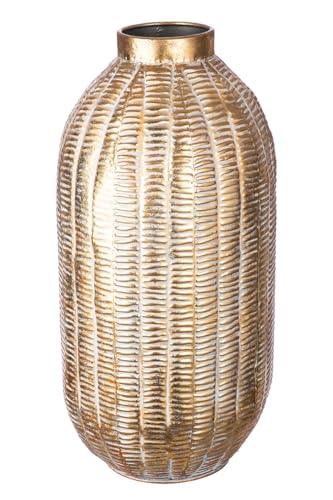 Casablanca Deko Vase groß XL - Moderne Metallvase Dekoration Pampasgras Wohnzimmer - Geschenk Geburtstagsgeschenk - Farbe: Gold Höhe 48 cm von Casablanca modernes Design