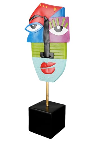 Casablanca Deko große Figur Skulptur XL - Gesicht Dekofigur aus Kunstharz Metall Mehrfarbig - Dekoration Geschenk Geburtstagsgeschenk Höhe 52 cm von Casablanca modernes Design