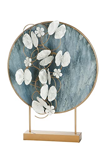 Casablanca Moderne Skulptur Dekoobjekt mit Blüten - aus Metall - Dekoration Wohnzimmer - Farbe: Gold blau weiß - Höhe 65 cm von Casablanca modernes Design