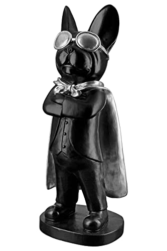 Casablanca Deko Figur Skulptur Hund mit Brille Umhang - Dekoration Wohzimmer - Farbe: Schwarz - Höhe 34 cm von Casablanca modernes Design