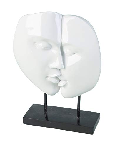 Casablanca modernes Design Moderne Skulptur Faces Poly weiß auf schwarzer Base Höhe 28 cm Breite 22 cm von Casablanca modernes Design