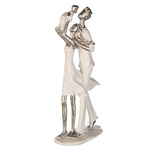 Casablanca Deko Figur Skulptur Eltern Glück - Familie - Familienglück - Dekoration Wohzimmer - Geschenk - Farben: Weiss/Silber - Höhe 35 cm von Casablanca modernes Design