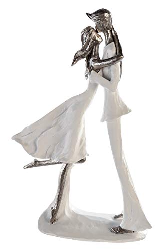 Casablanca - Skulptur Figur Hold Me - aus Poly weiß-Silber weiße Basis H 32 Casablanca - Skulptur Figur Hold Me - aus Poly weiß-Silber weiße Basis H 32 von Casablanca modernes Design
