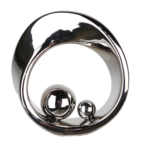 Casablanca Skulptur Spin - Keramik - silberfarben glänzend glasiert - Höhe 22 cm - Dekofigur - Kunstobjekt - Wohnaccessoire - Geschenkidee von Casablanca modernes Design