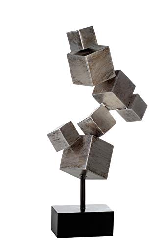 Casablanca Design Metall Deko Skulptur Cubes - Würfel - Silber-Antik-Finish - schwarzer Sockel - Höhe 56 cm von Casablanca modernes Design