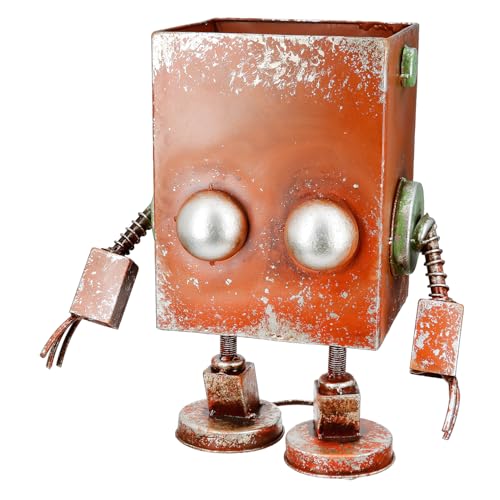 Casablanca Übertopf Robotic aus Metall - Rostbraun - antikfinish - Höhe 38cm x Breite 34cm - Roboterform von Casablanca modernes Design