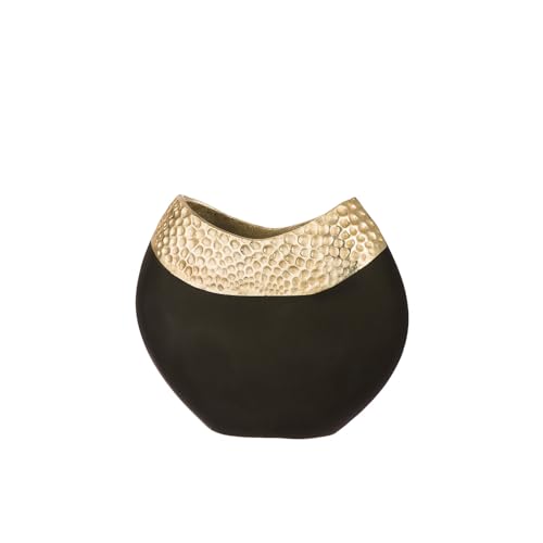 Casablanca Vase Imperium aus Aluminium - Gold-schwarz - Höhe 23cm - Dekovase von Casablanca modernes Design