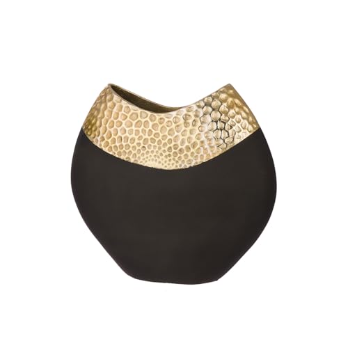 Casablanca Vase Imperium aus Aluminium - Gold-schwarz - Höhe 29cm - Dekovase von Casablanca modernes Design