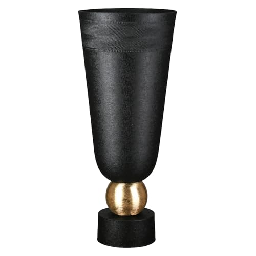 Casablanca Vase Nama - Aluminium - schwarz Craqueliert - Konisch - Höhe 48cm x Ø 21cm von Casablanca modernes Design