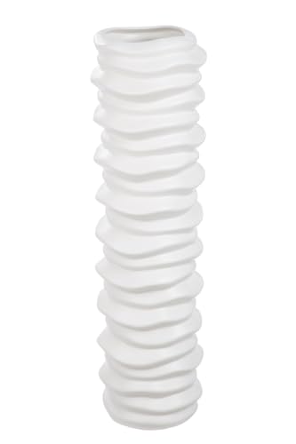 Casablanca Vase Rillo Keramik weiß matt zylindrisch groß 78 cm hoch 20 cm Durchmesser Dekoration Wohnaccessoire Blumenvase Inneneinrichtung von Casablanca modernes Design