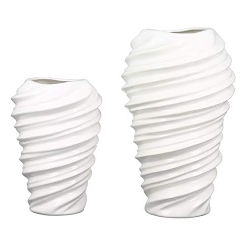 Casablanca Vase - Twist - Porz.weiß glänzend von Casablanca modernes Design
