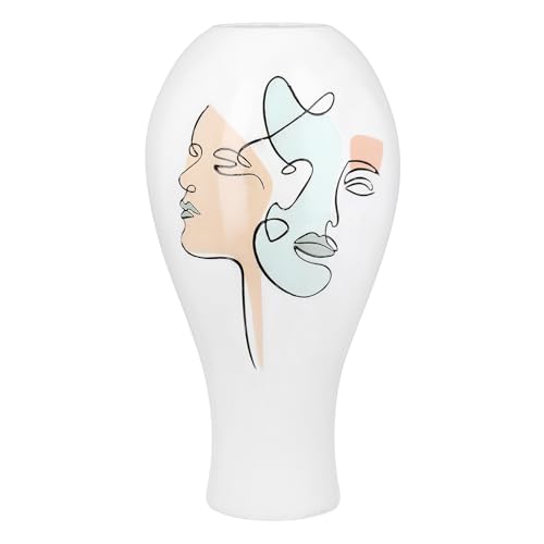 Casablanca Vase Voir - Kunstharz - Weiß - Gesichtsmotiv - Höhe 36cm x Ø 19cm - Bauchig Dekovase von Casablanca modernes Design