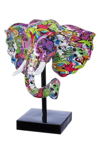 Casablanca große Deko Figur Skulptur Elephant XXL - Elefant Dekofigur Street Art aus Kunstharz Mehrfarbig - außergewöhnliche Dekoration Höhe 62 cm von Casablanca modernes Design