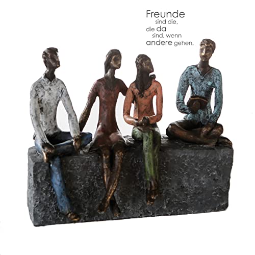 Casablanca Deko Skulptur Network - Statue aus Kunstharz mit Spruchanhänger - Freunde Familie - Deko Bronze/Mehrfarbig - Höhe 21 cm von Casablanca modernes Design