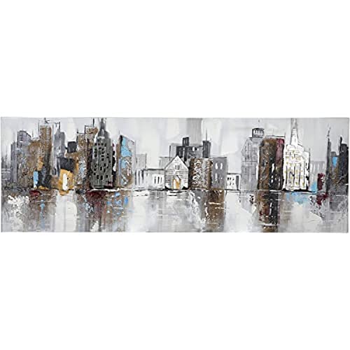 Casablanca modernes Design GILDE Bild Gemälde City (BxHxT) 150 x 50 x 2 cm farbig handgemalt, mit Aluminium Elementen von Casablanca modernes Design