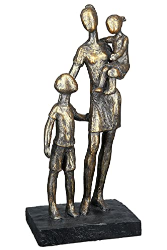 Casablanca modernes Design GILDE Deko Figur und Skulptur - Mutter mit Kindern - Antik bronzefarben/Base schwarz - Höhe 26,5 cm von Casablanca modernes Design