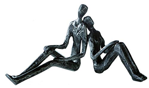 Casablanca Design Deko Figur Skulptur - Dekofigur Innenbereich - Dreaming - träumendes Paar - Eisen Silber 20 x 10,5 x 7 cm von Casablanca modernes Design