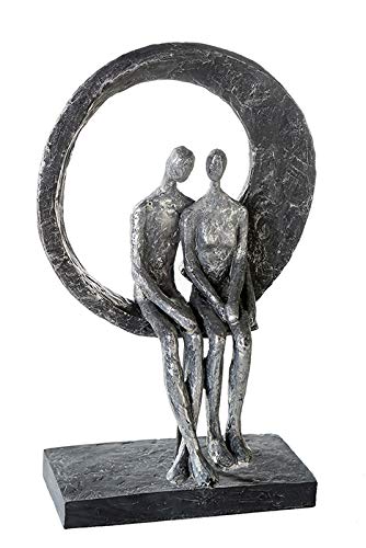 Casablanca Deko Figur Paar Skulptur - Paarfigur aus Kunstharz mit Zertifikat Spruchanhänger - Geschenk Geburtstagsgeschenk Hochzeit - Dekoration Wohnzimmer - Farben. Silber Grau - Höhe 30 cm von Casablanca modernes Design