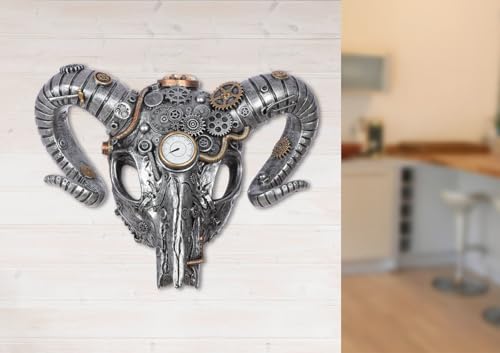 Casablanca modernes Design Wandobjekt Steampunk Buffalo, Kunstharz, silberfarben, metallische Optik, 32x40x14 cm Casablanca modernes Design Wandobjekt Steampunk Buffalo, Kunstharz, silberfarben, metallische Optik, 32x40x14 cm von Casablanca modernes Design