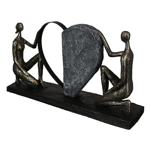 Casablanca modernes Design GILDE Deko Skulptur Affair of The Heart - Liebe Geschenk - bronzefarbenmit Herz - Basis schwarz - Breite 38 cm von Casablanca modernes Design