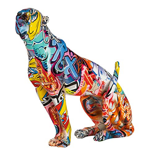 Casablanca Deko Figur Skulptur Gepard - Moderne Tierfigur aus Kunstharz im Street Art Graffiti Design - Dekoratin Wohnzimmer - Mehrfarbig Höhe 33 cm von Casablanca modernes Design