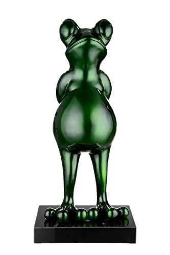 Casablanca - Design Deko Skulptur Frosch - aus Kunstharz auf Marmorsockel - Höhe 68 cm - grün metallic - Dekofigur - Home - Liebe - Geschenkidee von Casablanca modernes Design