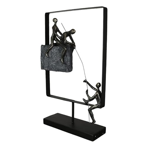 Casablanca modernes Design GILDE Skulptur Experience bronzefarbene Figuren mit Metall-Rechteck, Basis in schwarz H: 40 cm B: 24 cm T: 8cm 89365 von Casablanca modernes Design