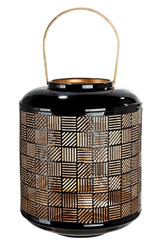 GILDE Windlicht Nero schwarz/goldfarben, emailliert H: 28 cm Ø 22 cm 67535 von Casablanca modernes Design