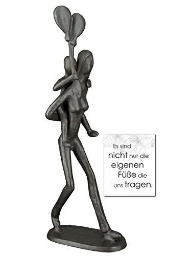 Gilde Eisen Design Skulptur Figur Statue Huckepack Frau Mutter mit Kind und Ballons Dekoobjekt - 23cm von Casablanca modernes Design