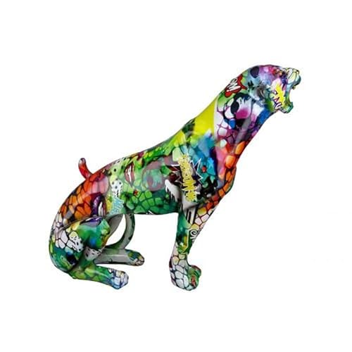 Casablanca Deko Tierfigur Gepard Wildkatze - aus Kunstharz im Streetart Design - Deko Wohnzimmer - Farbe: Mehrfarbig, Höhe 28 cm von Casablanca modernes Design