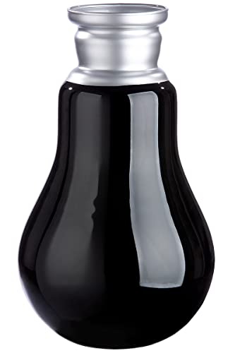 Casablanca Blumenvase Deko Vase aus Glas - Deko Wohnzimmer Geschenk für Frauen Geburtstag Muttertag - Farbe: schwarz Silber Höhe 36 cm von Casablanca modernes Design