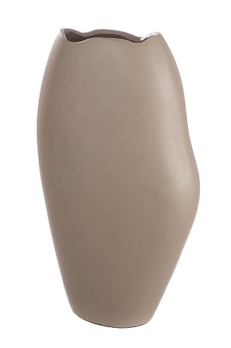 Casablanca Deko Vase - wasserdichte Blumenvase aus Aluminium - Deko Wohzimmer Herbst - Dekoration Weihnachten Geschenk Geburtstag - Farbe. Beige Braun - Höhe 33 cm von Casablanca modernes Design