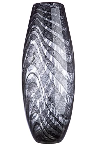 Casablanca Vase Blumenvase grau schwarz aus Glas - Deko Wohnzimmer Geschenk für Frauen Geburtstag Muttertag Höhe 42 cm von Casablanca modernes Design
