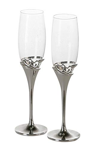 Casablanca Champagnerglas Hearts Silber,H27cm2er Set von Casablanca