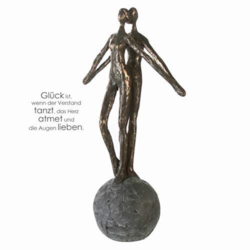Casablanca - Deko Figut Skulptur Encourage - aus Poly bronzefarben auf Grauer Basis H 37 cm von Casablanca modernes Design