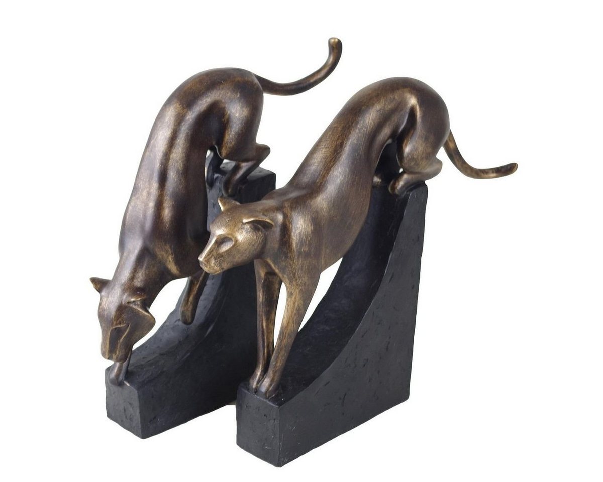 Casablanca Dekoobjekt Panther Dekofiguren schwarz-bronze 2 Stück Skulpturen Polystone, Designobjekt von Casablanca